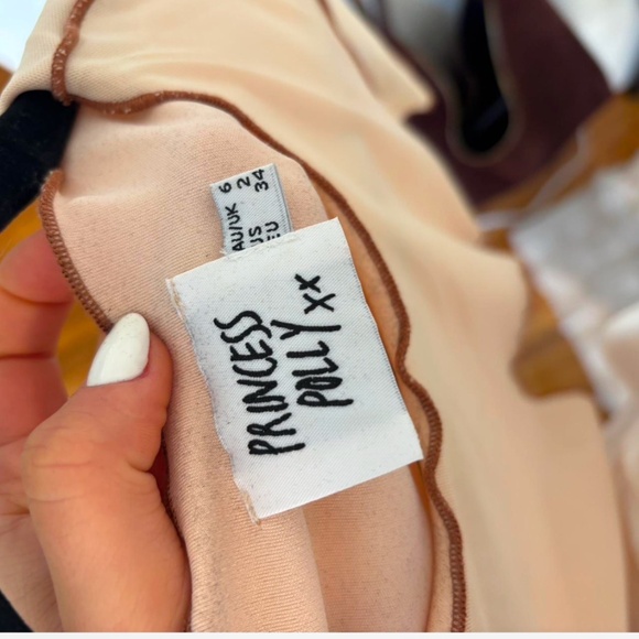 Princess Polly Cream and Brown Asymmetrical Top - Picture 6 of 6